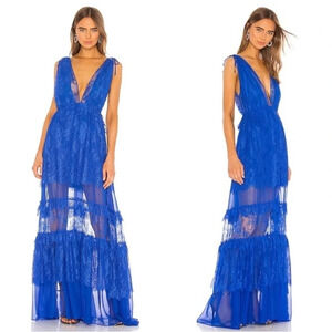Alexis Umbria Lace Maxi Dress Electric Blue NWT